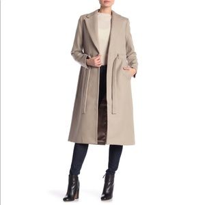 J Crew tie waist topcoat in double serge wool size 2